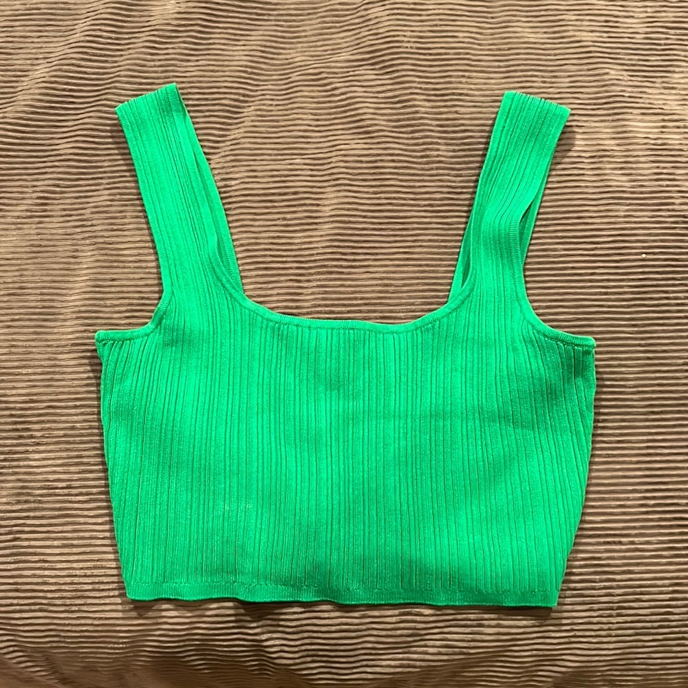 H&M Ribbed Green Crop Top